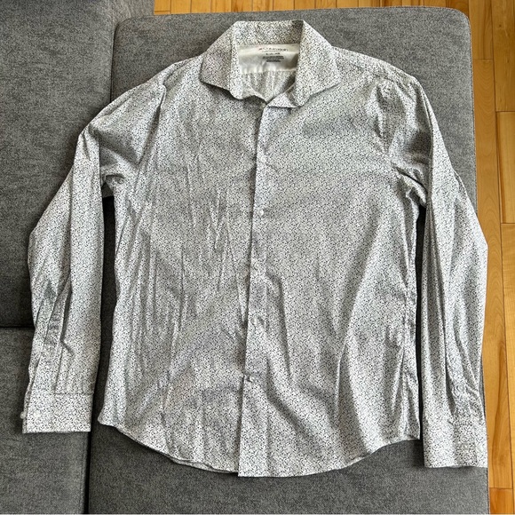 Calvin Klein men’s extreme slim fit, white and blue dress shirt size large - Picture 1 of 9